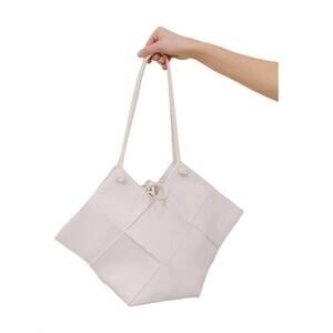 NEW 123 AMORE women's woven tote bag in white